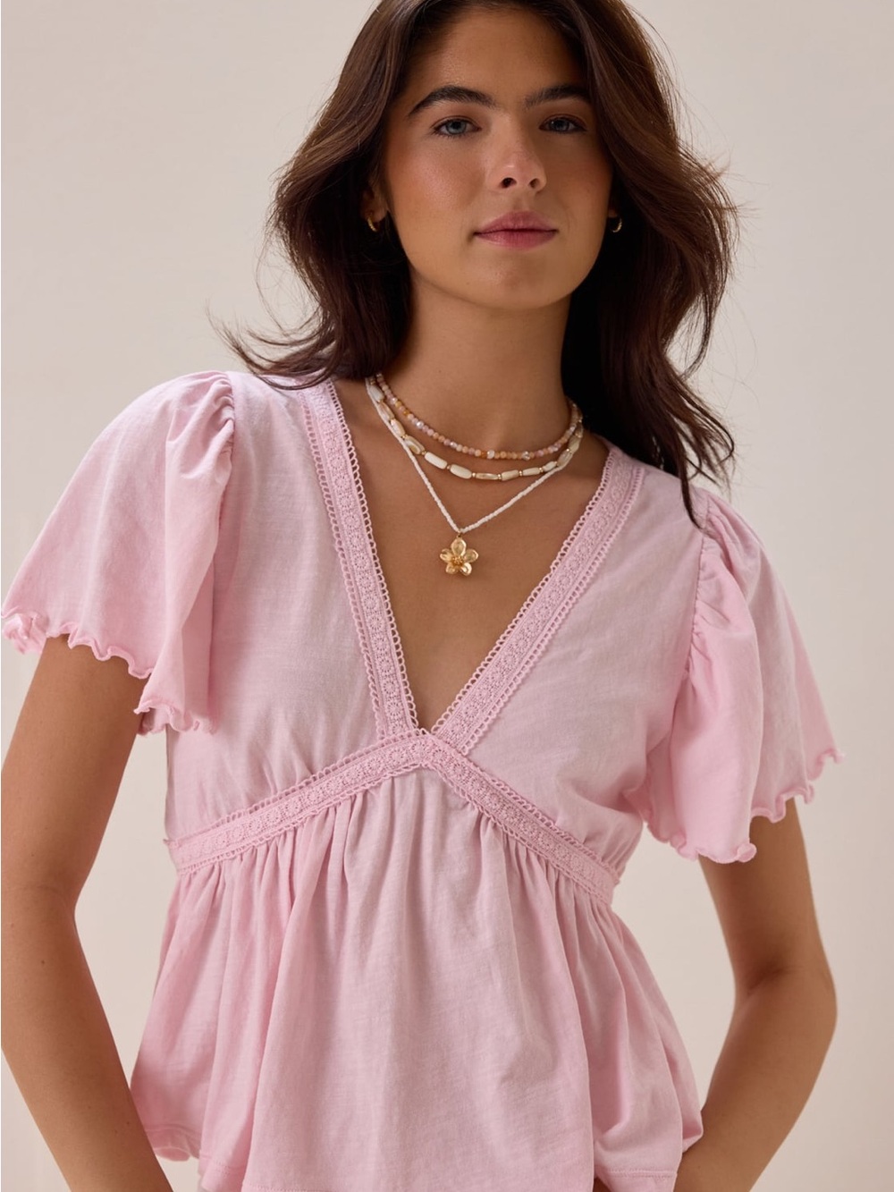 Altar’d State Nia Crochet Babydoll Tee Size XXL